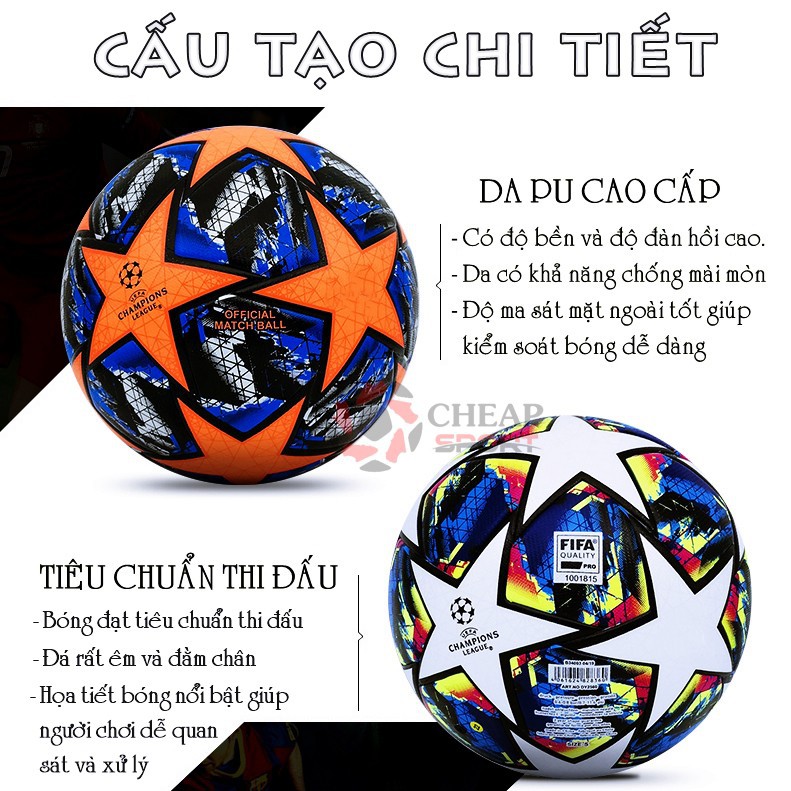 Quả Bóng Đá Cúp C1 Châu Âu Champions League 2021 Size 4 5 Tiêu Chuẩn Thi Đấu (Bóng đúc cao cấp)