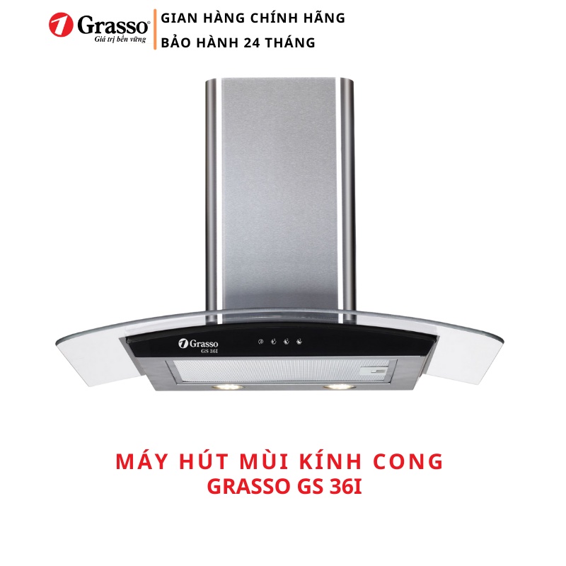 Máy hút mùi kính cong Grasso GS 36I kích thước 60cm