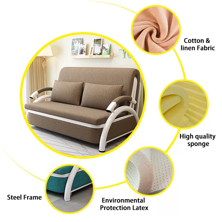 Giường Gấp Gọn Thành Ghế Sofa Giường Sofa Giường Đa Năng Nệm Mút Tự Nhiên Có Ngăn Chứa Đồ Tiện Khung Thép Cường Lực