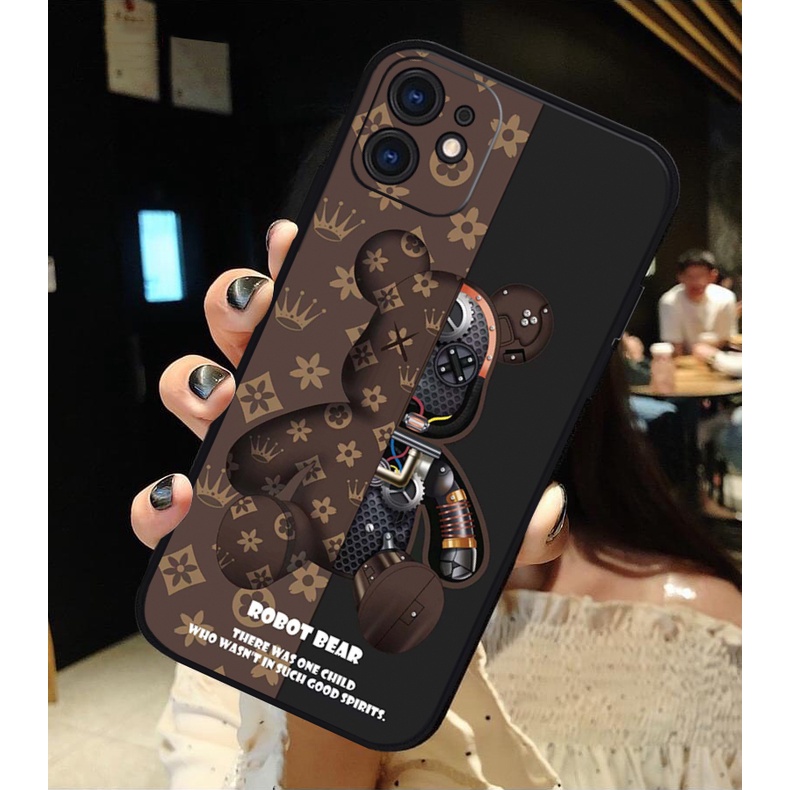 Vỏ ốp iPhone Bear Brick Robot Nâu chống sốc cho iPhone 6/6pl/6s/6spl/7/7pl/8/8pl/x/xs/11/12/13/pro/max - Chinchincase