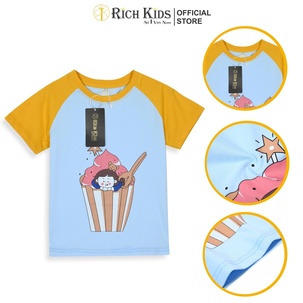 RICHKIDS -  (Cotton SG Chính Phẩm) Áo Thun Phối Tay Bé Gái Siêu Dễ Thương Từ 10 - 46KG