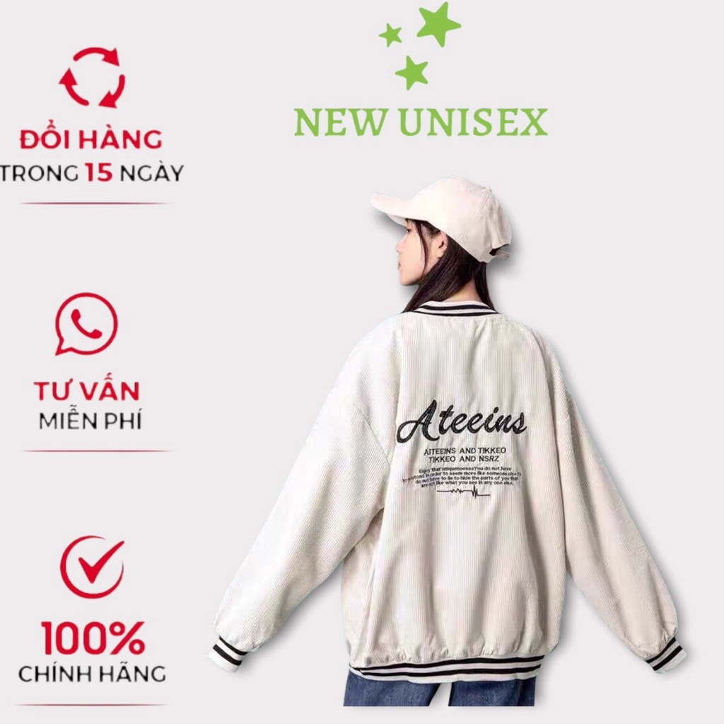 Áo Khoác bomber Nữ chất nhung gân dày dặn From Thụng Unisex(ảnh thật)
