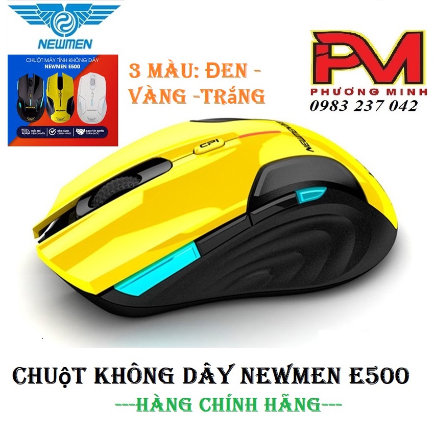 Chuột Không Dây Dùng Cho Game Và Văn Phòng Newmen E500 (2.4Ghz)(Đen-vàng-trắng)