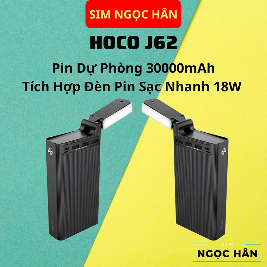 Pin sạc dự phòng Hoco J60/J62 30000mah 4 Cổng USB 2.0A - Tích Hợp Đèn Pin Sạc Nhanh 18w Sạc Cùng Lúc Nhiều Thiết Bị