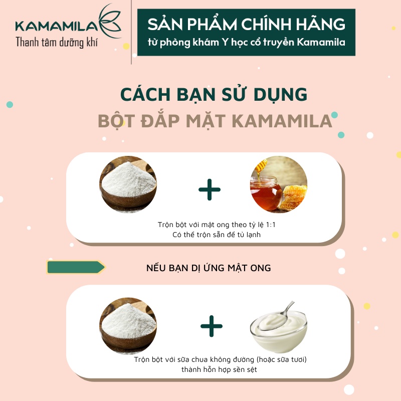 Bột Đắp Mặt Thảo Mộc Cao Cấp Kamamila - Hỗ trợ sẽ khít lỗ chân lông, ngừa thâm, làm sáng da, dưỡng ẩm Túi 20 gram