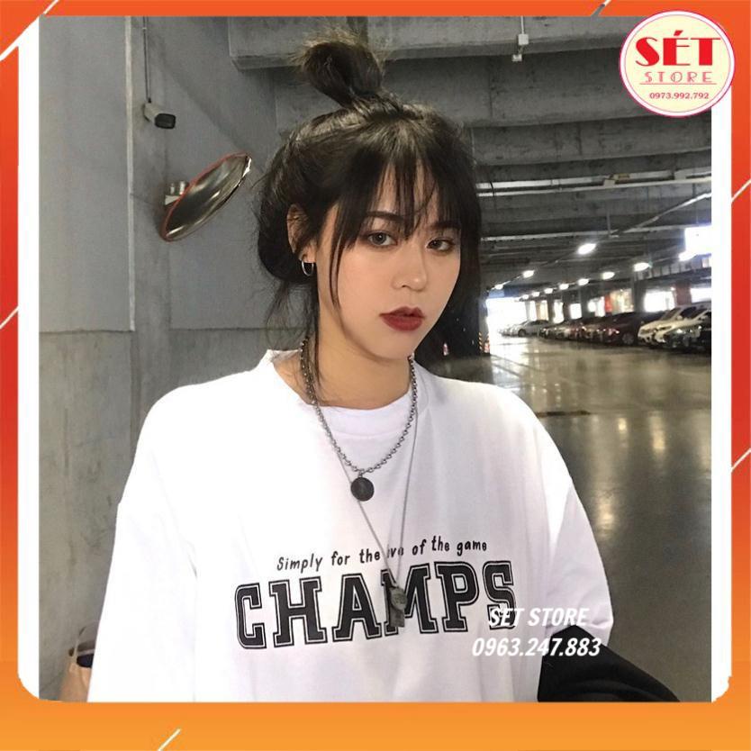 Áo thun tay lỡ Unisex Champs, Áo phông from rộng ,2 màu Đen,Trắng - Setstore