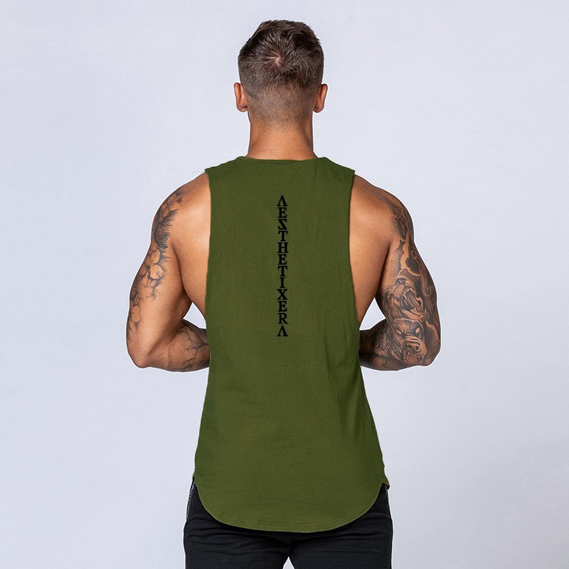 Mens sando tops Cotton Fashion Causal Back Printed Gym Graphic Singlets Korean fashion