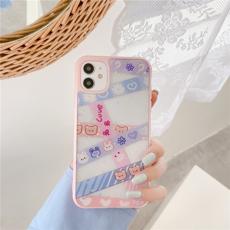 Ốp lưng iphone - Ốp iphone Kim tuyến Tape Bear 6/6s/6plus/6splus/ 7plus/ 8plus / x /xs /xs max /11 /11 promax DT03