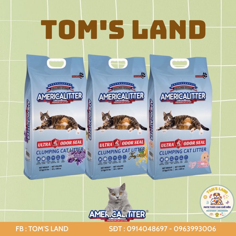 Cát vệ sinh cho mèo America Litter 10L