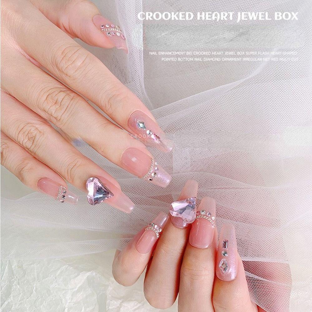 Dây Chuyền Mặt Trái Tim Đính Đá 26Eddie Charms|Phụ Kiện Trang Trí Móng Tay 3D Độc Đáo|Phụ Kiện Trang Trí Móng Tay Xinh Xắn