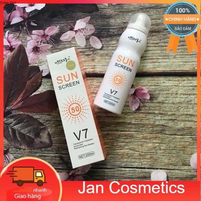 CHỐNG NẮNG SUN SCREEN V7 DẠNG XỊT TIỆN DỤNG SPF 50++ BẬT TONE TRẮNG DA, DỄ DÀNG XỊT LÊN NHỮNG NƠI KHÓ BÔI THÔNG THƯỜNG