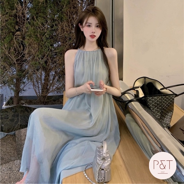 Váy 2 dây xanh, đầm hai dây maxi xanh ngọc đi biển, du lịch | BigBuy360 - bigbuy360.vn