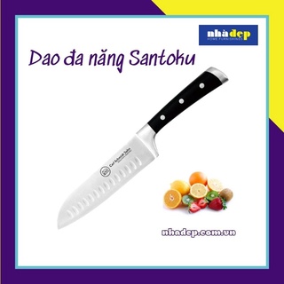 Dao bếp đa năng - Santoku knife - Carl Schmidt Sohn 037963, lưỡi dao dài 18 cm, siêu bén không gỉ, nhập khẩu Đức