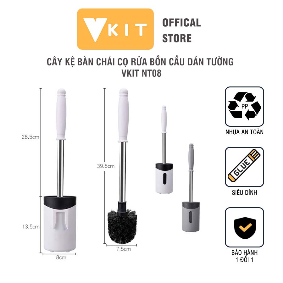 Cây kệ bàn chải cọ rửa bồn cầu - vệ sinh Vkit- Thiết kế dán tường tiện lợi NT08