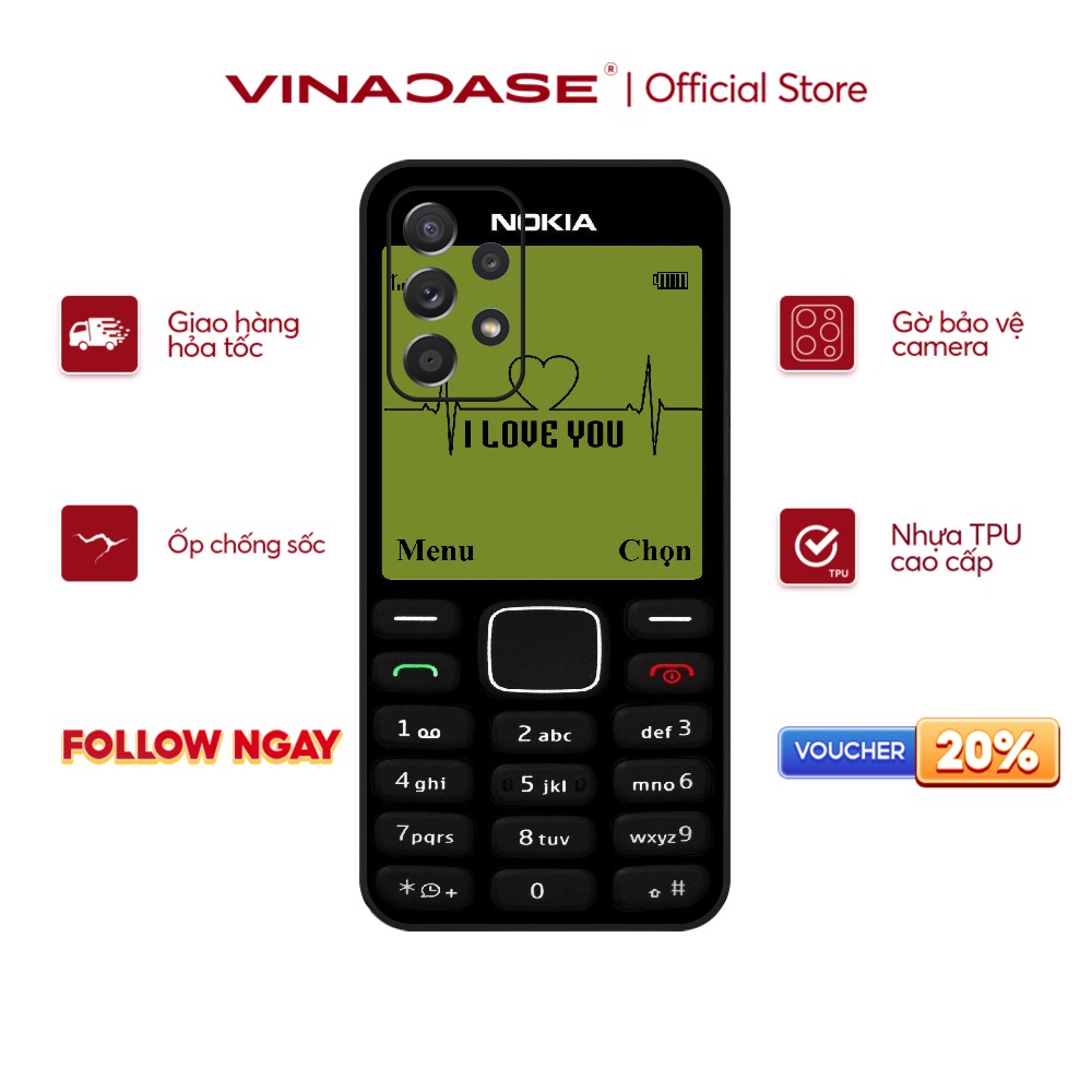 Ốp lưng Vina Case Samsung A10/A10S/A51/A32/A12/....dẻo cạnh vuông bảo vệ camera hình Nokia.