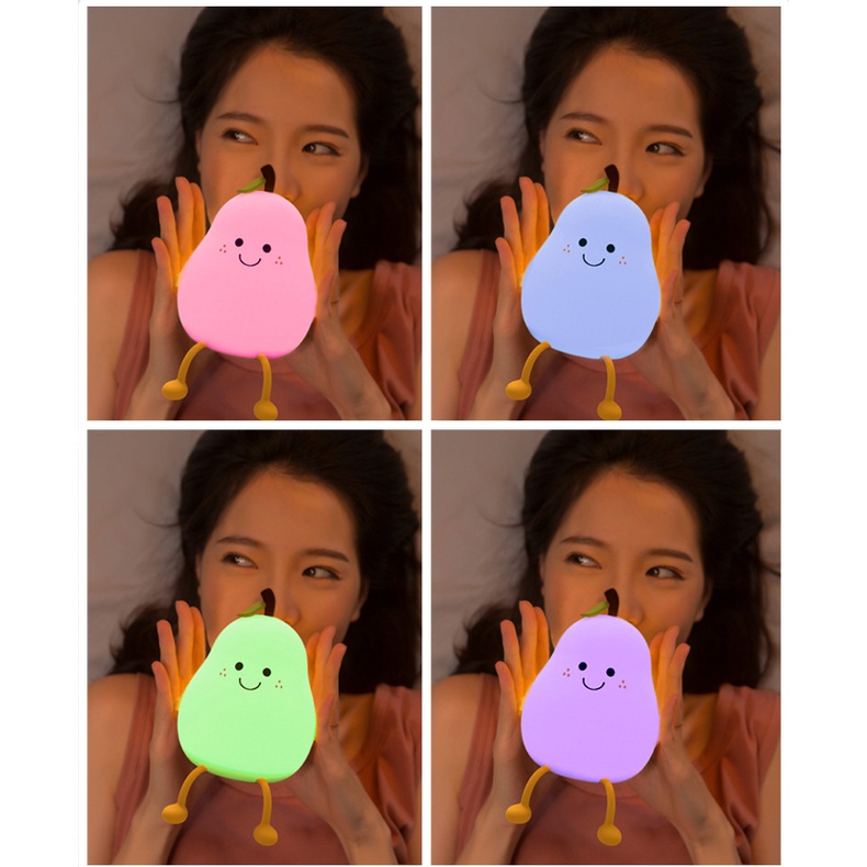 Đèn Ngủ Silicon Mềm Hình Quả Lê Đáng Yêu Có Thể Sạc Lại