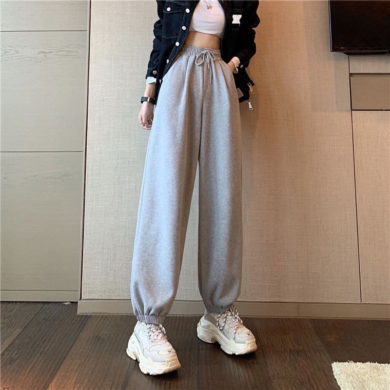 Quần Jogger Unisex Nỉ Ống Boom trơn Có Dây Rút cạp chun dáng rộng J02