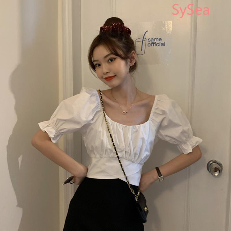 Áo croptop tay ngắn phối nơ thiết kế thanh lịch tùy chọn màu sắc