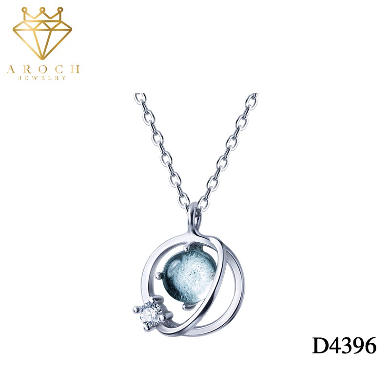 Dây chuyền bạc Ý s925 đại dương xanh D4396 - AROCH Jewelry