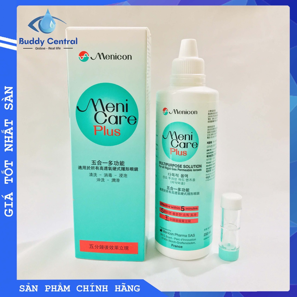 Combo 2 dung dịch ngâm rửa lens kính áp tròng MeniCare Plus 250ml