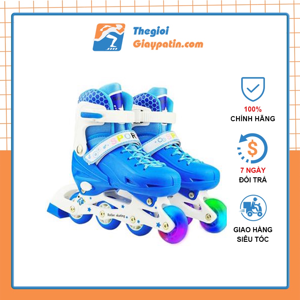 Giày trượt Patin thể thao cho người lớn và trẻ em, roller skates sports bánh phát sáng kèm phụ kiện bảo vệ