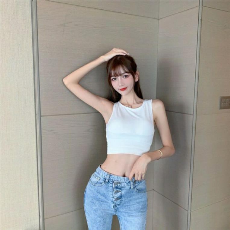 Áo Thun Cotton Ba Lỗ Croptop _ Áo Tập Yoga Mã 8862.