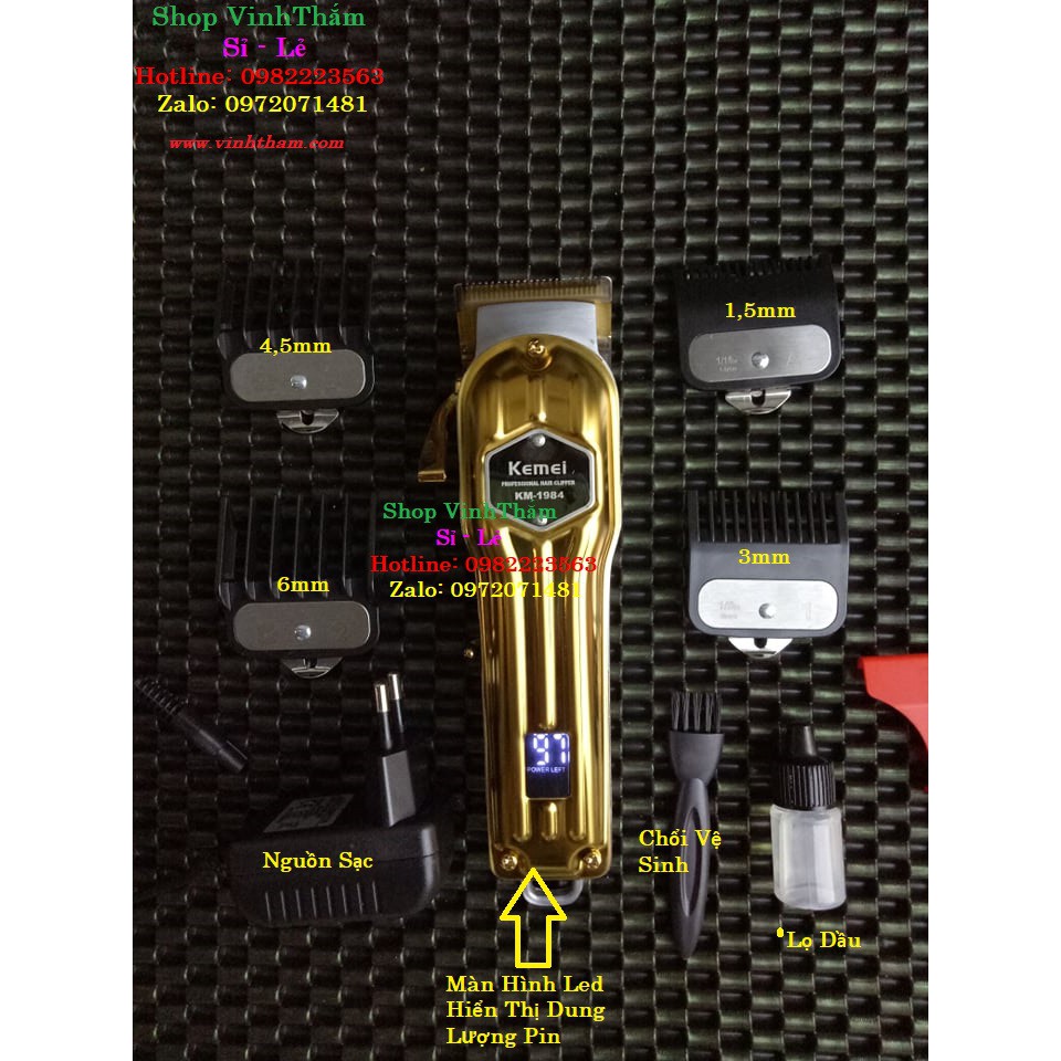 Tông đơ Kemei Km1984 Hiển Thị Dung Lượng Pin