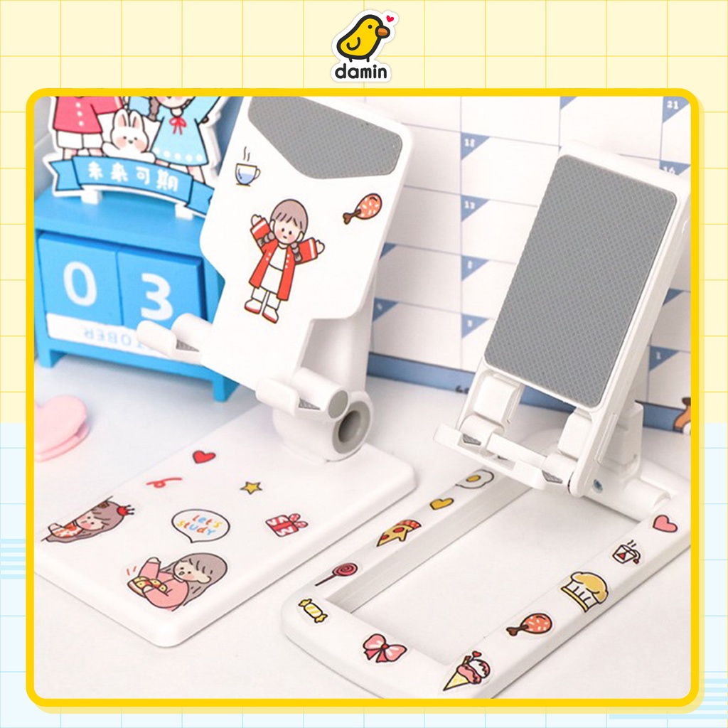 Kệ Giá Nâng Điện Thoại Máy Tính Bản Ipad Có Thể Xếp Gọn Tiện Lợi CUTE - Tặng Kèm Sticker