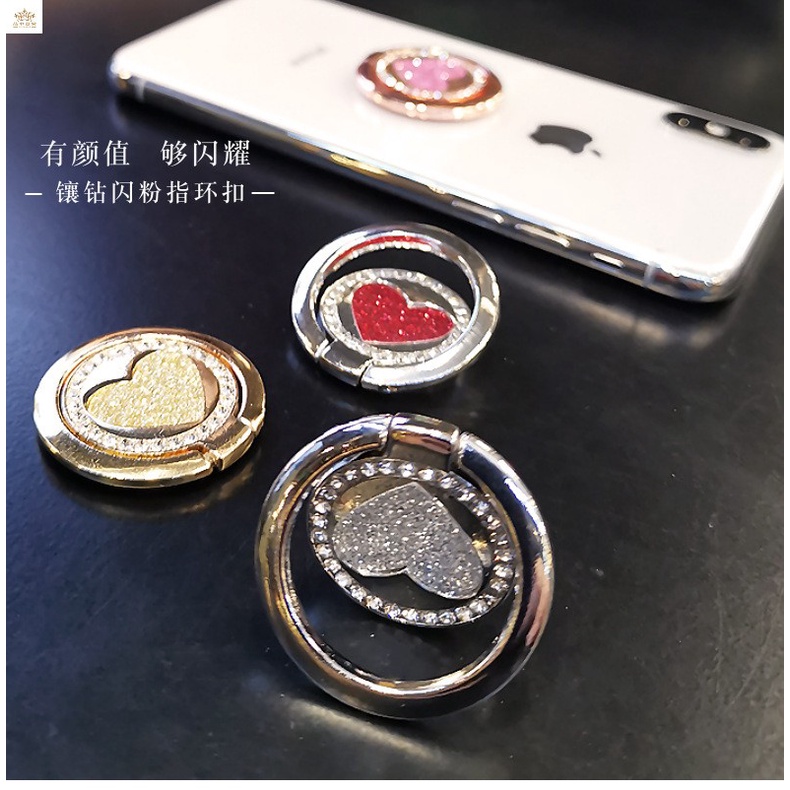 Nhẫn Đỡ Điện Thoại Hình Trái Tim Đính Ngọc Trai Lấp Lánh Xoay 360 Độ° Giá Đỡ Điện Thoại Chống Rơi Thời Trang Tiện Dụng