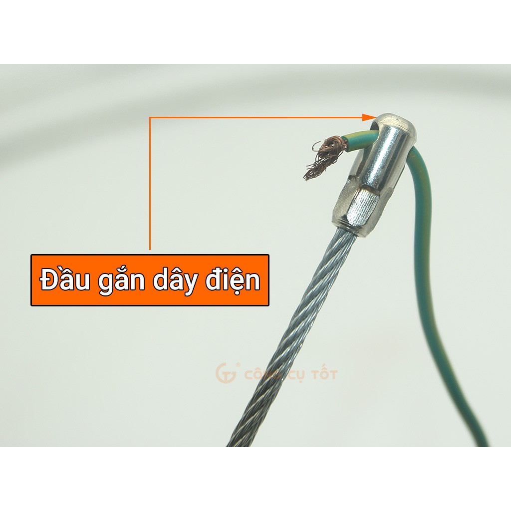 Dây mồi luồn ống sợi cáp trần 4ly đầu gắn bánh xe