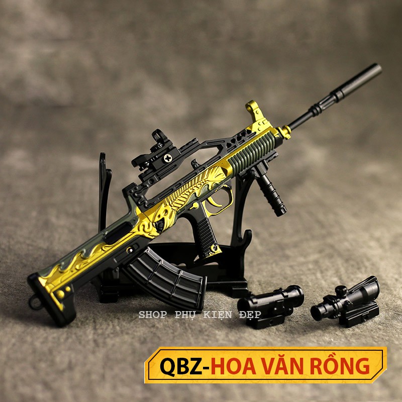 Mô Hình PUBG QBZ Hoa văn rồng - dài 20cm - Tặng Kèm Giá Đỡ