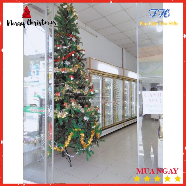 Cây thông noel 3m đầu tròn 10' trang trí phòng khách, phòng ngủ, ngoài trời đầy đủ phụ kiện mùa giáng sinh (Hình Thật)