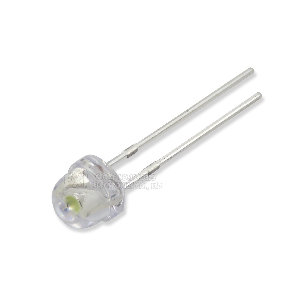 Set 100 Đèn LED Diode 5mm Màu Trắng / Đỏ / Xanh Dương / Tím / Vàng Trong Suốt