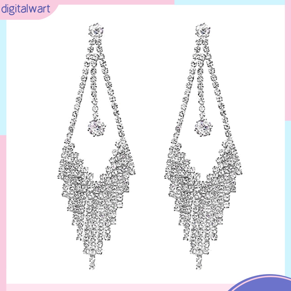 Cặp bông tai dạng thả hình học đính đá thời trang cho nữ