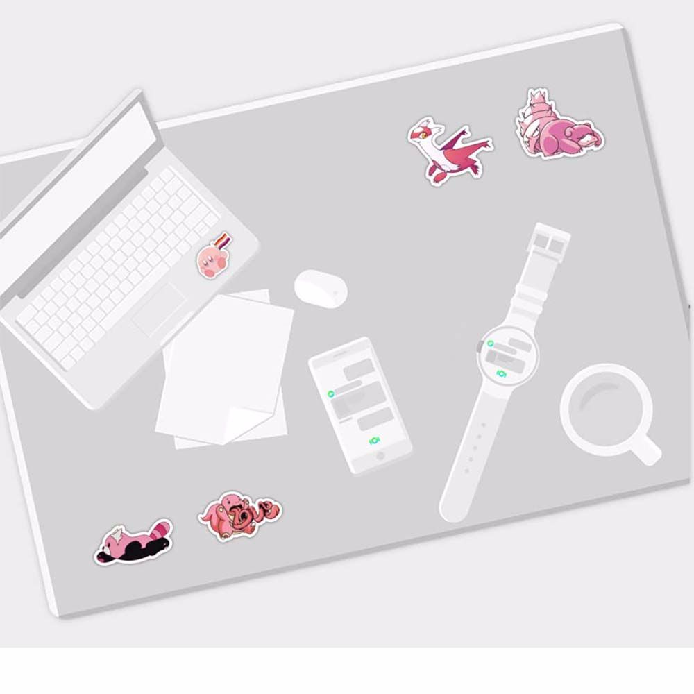 Bộ 50 Miếng Dán Trang Trí Xe Hơi / Laptop / Vali Hình Anime Ta-Kara Màu Hồng Chống Nước