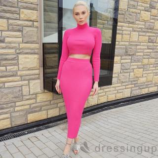 Bộ áo crop top + chân váy bó thời trang nữ