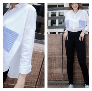 Áo sơ mi Oversize phối 2 túi