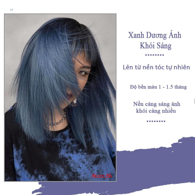 Thuốc nhuộm tóc XANH KHÓI - LIGHT BLUE SEA màu nhuộm lên màu chuẩn tone kem nhuộm an toàn không sót mùi thơm