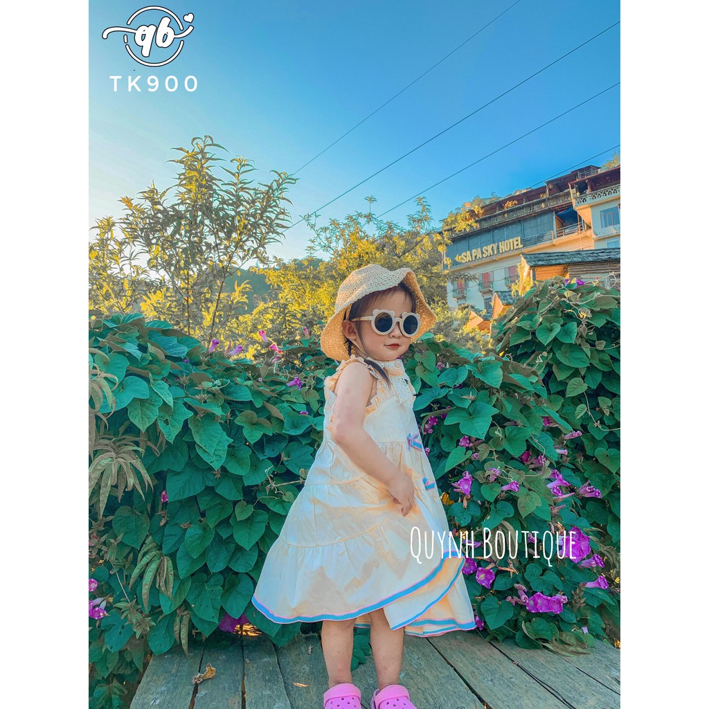 Quần áo trẻ em, Váy đầm cho bé yêu QUỲNH BOUTIQUE  váy babydoll hai dây nơ cho bé gái