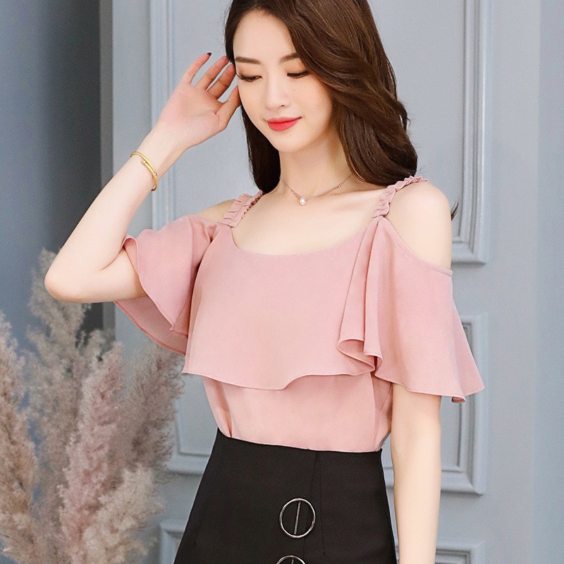 Áo Kiểu Trễ Vai Hot Trend - Áo 2 dây trễ vai bèo Phong Cách Hàn Quốc A6.149