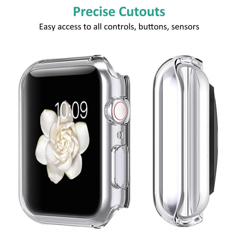 Full Soft Clear TPU Screen Protector Case Cover For Apple Watch Series 4 3 2 1