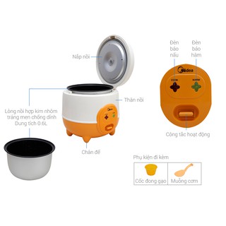 Nồi Cơm Điện Midea MR-CM06SD – Dung Tích 0.6 Lít