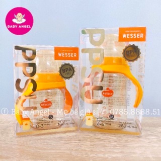 Bình sữa PPSU Wesser cổ rộng có tay cầm