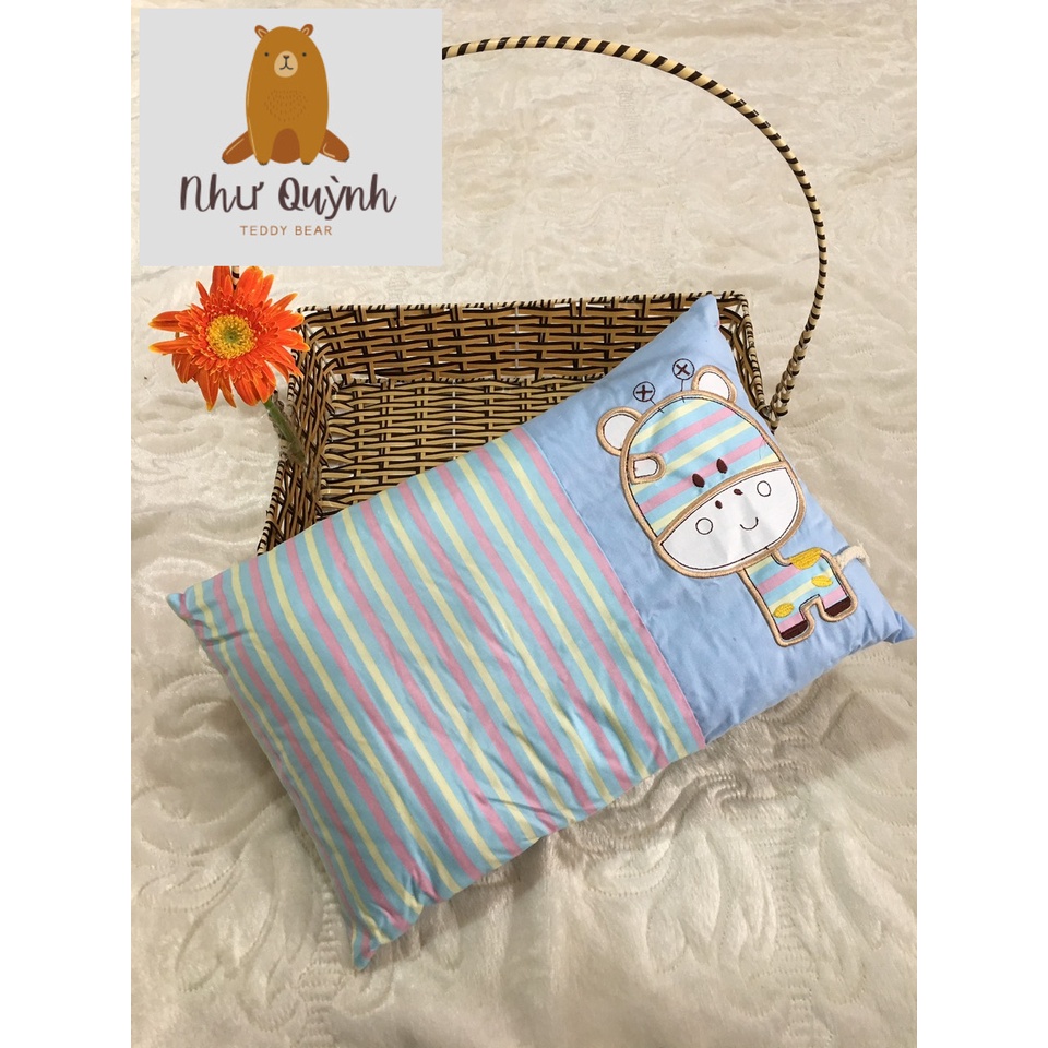 Gối cho bé 2 tuổi đến 10 tuổi, gối massage con bò gối trẻ em cotton 100% vỏ 30x50 cm