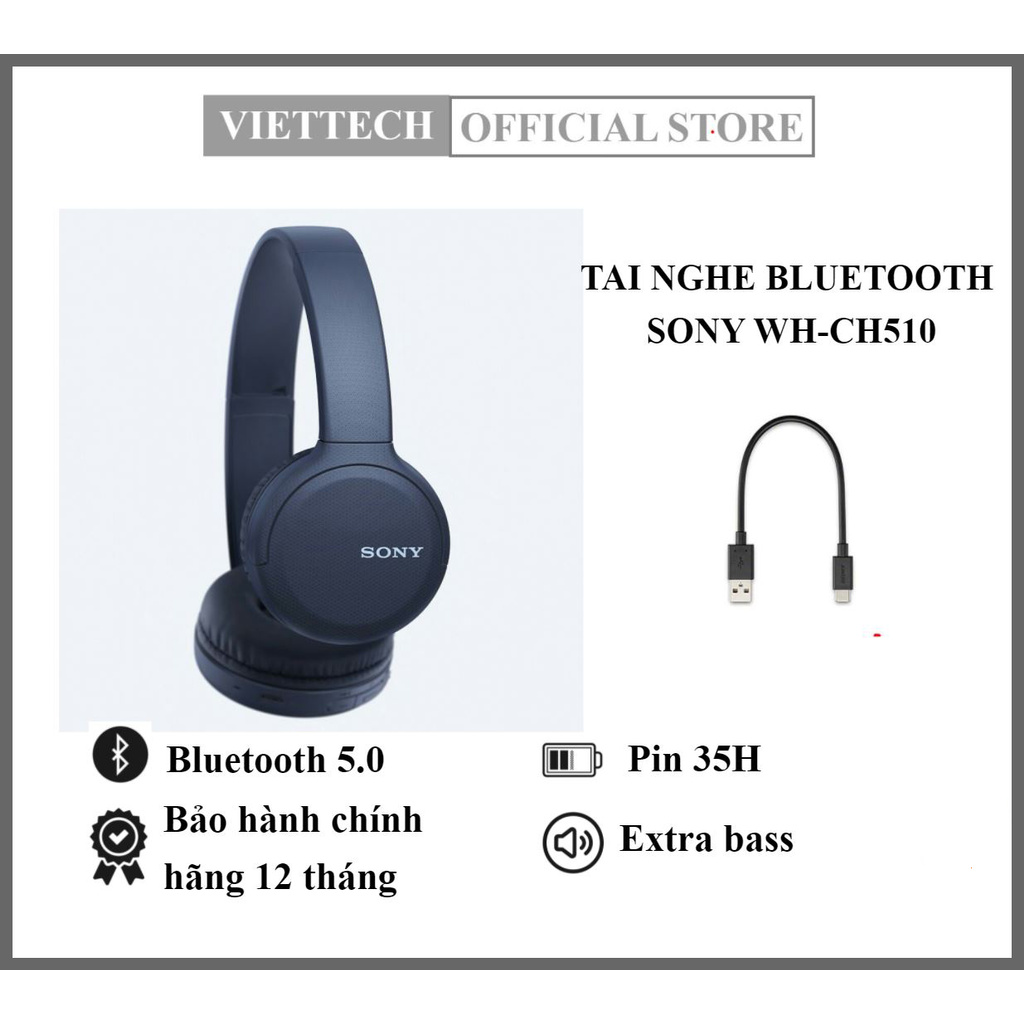 Tai Nghe Bluetooth SONY WH-CH510 - Chính Hãng - Bảo Hành 12 tháng