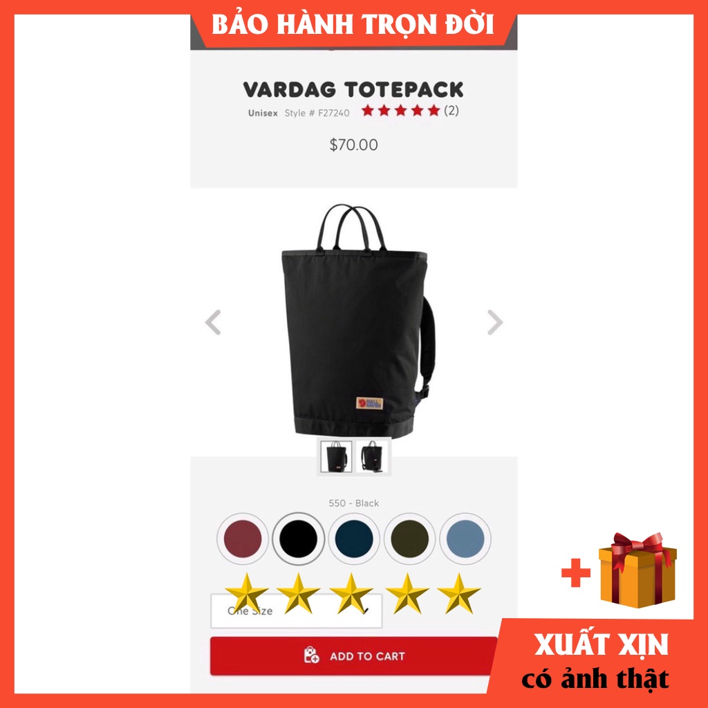 Balo F.J. Vardag Totepack Bag tiện ích siêu cá tính, thời trang BẢO HÀNH TRỌN ĐỜI