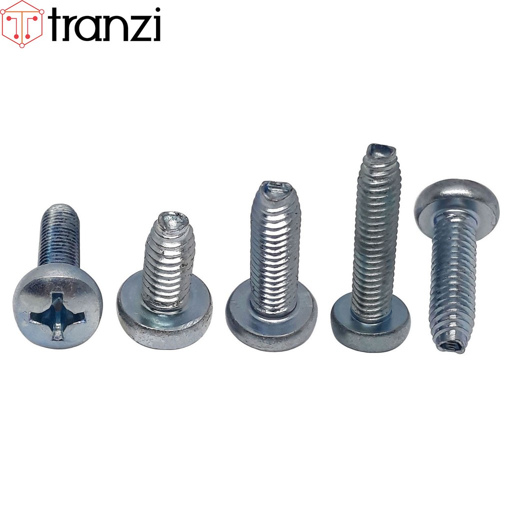 Vít tự tạo ren bake đầu cầu mạ kẽm trắng xanh M2 M2,5 M3 M4