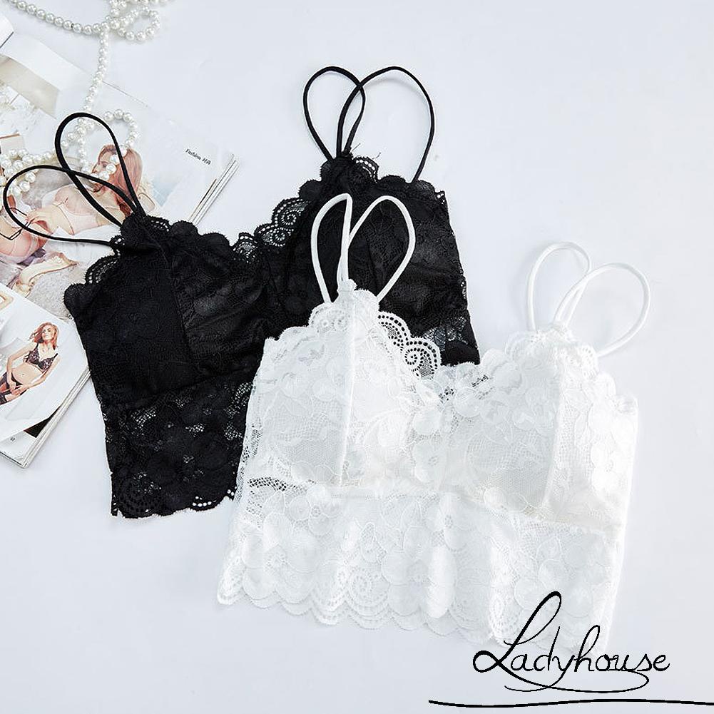 Áo Lót Hai Dây Phối Ren Hoa Màu Trơn Có Thể Tháo Rời Dành Cho Nữ