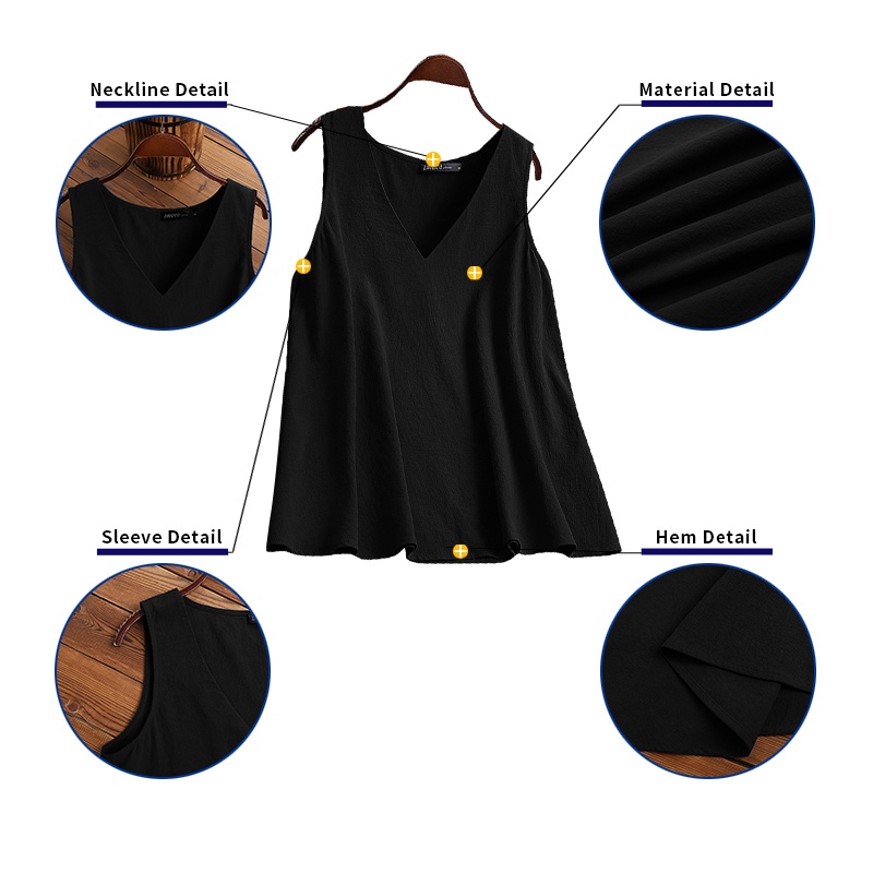 Bộ đồ nữ ZANZEA với áo blouse không tay cổ V và quần short co giãn màu trơn thời trang