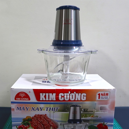 Máy xay thịt Kim Cương cối thủy tinh 2 lít 350W - Chính hãng BH 12 tháng